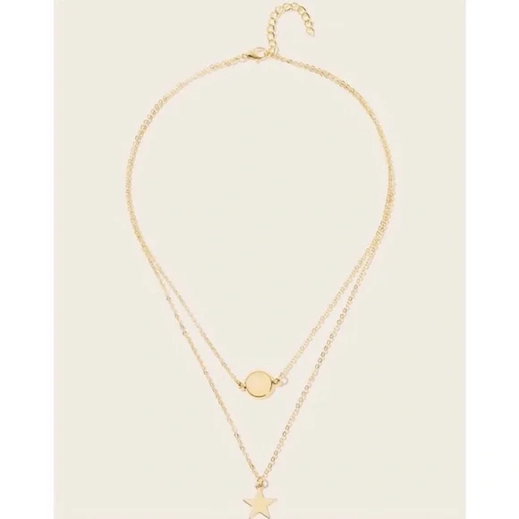 Rose Quartz Gold Star Dainty Layered Necklace - Picture 3 of 4